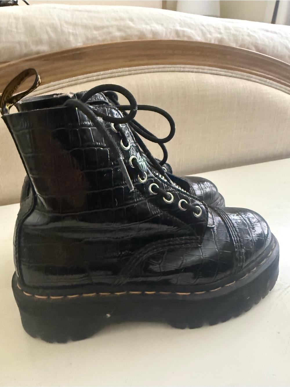 Dr. Martens Black Sinclair Lace-Up Platform Boots -
